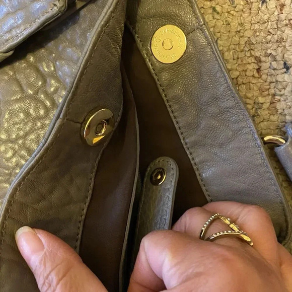 COLE HAAN Leather Bag Purse Detachable Crossbody Strap Medium Whimsigoth Gray - Picture 11 of 12